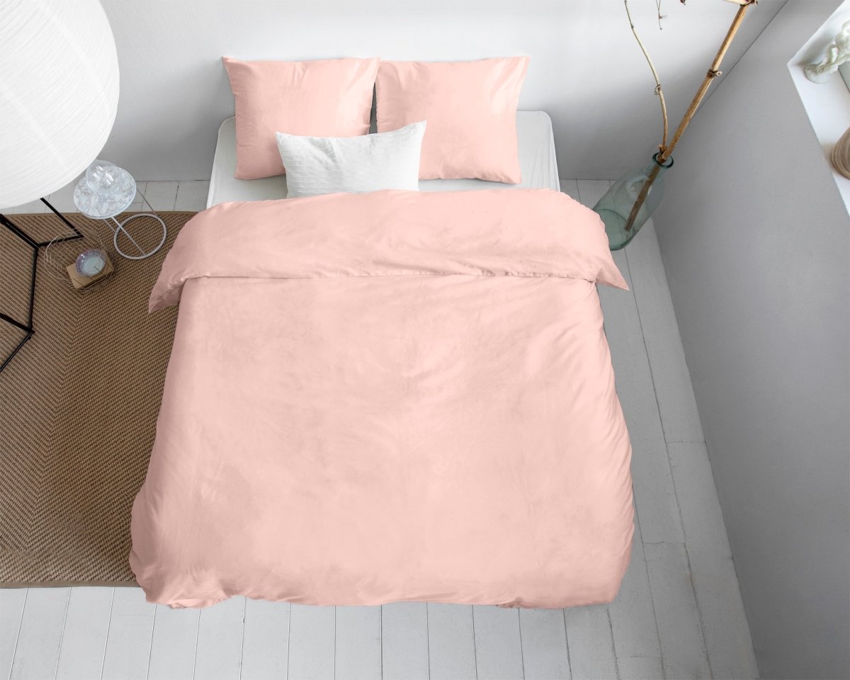100% Cotton Sateen Duvet Cover Set Solid Satin | Pink | Single - 135cm (W) x 200cm (L) - The Bedding & Blankets Store