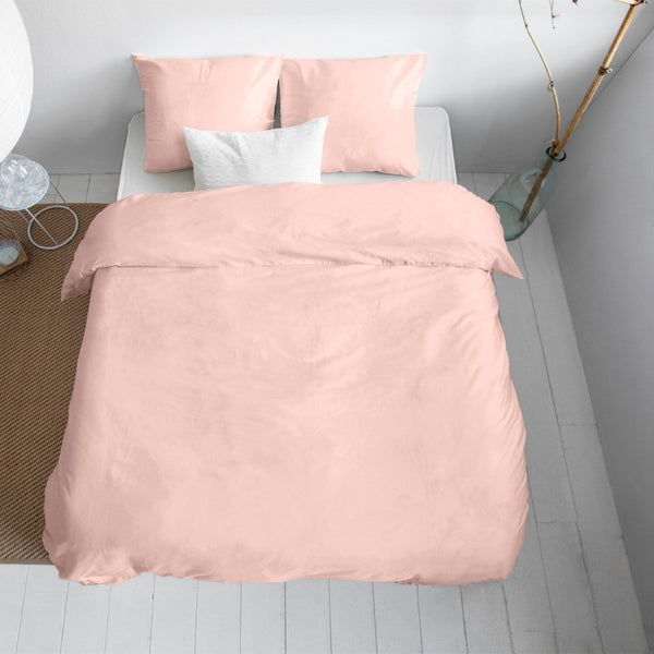 100% Cotton Sateen Duvet Cover Set Solid Satin | Pink | Single - 135cm (W) x 200cm (L) - The Bedding & Blankets Store