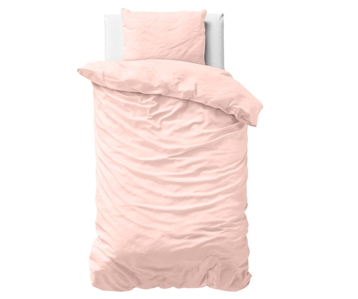 100% Cotton Sateen Duvet Cover Set Solid Satin | Pink | Single - 135cm (W) x 200cm (L) - The Bedding & Blankets Store
