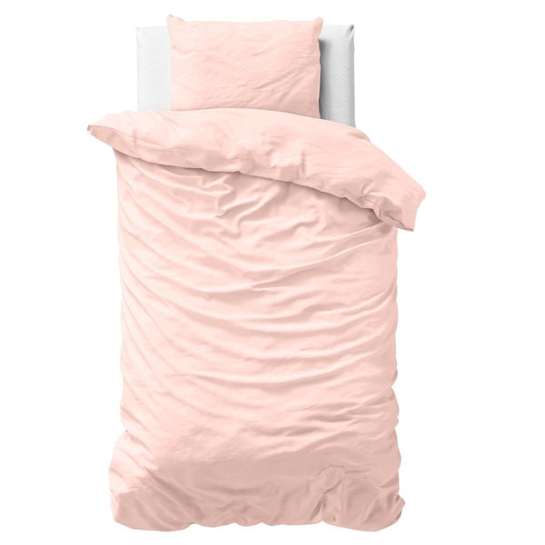 100% Cotton Sateen Duvet Cover Set Solid Satin | Pink | Single - 135cm (W) x 200cm (L) - The Bedding & Blankets Store