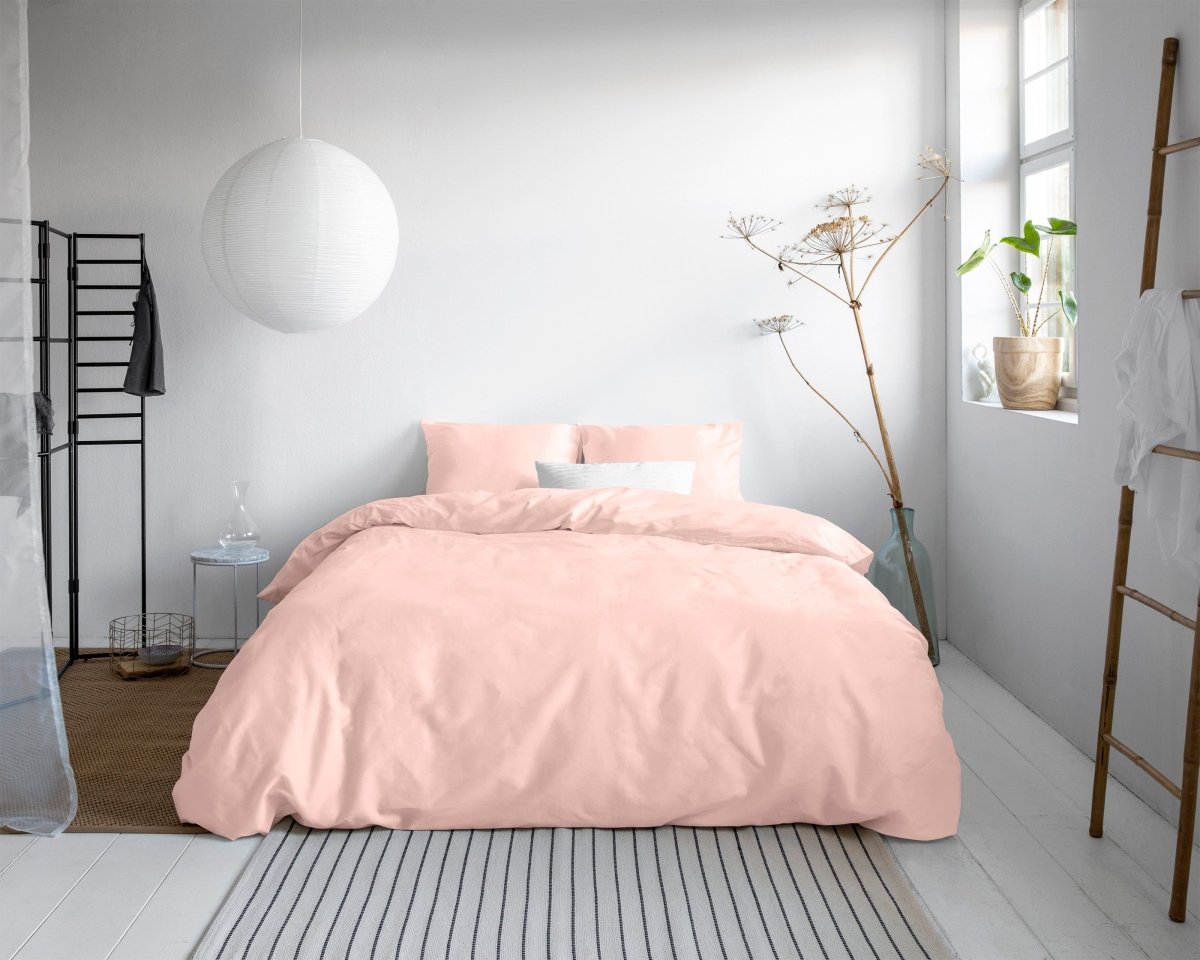 100% Cotton Sateen Duvet Cover Set Solid Satin | Pink | Single - 135cm (W) x 200cm (L) - The Bedding & Blankets Store
