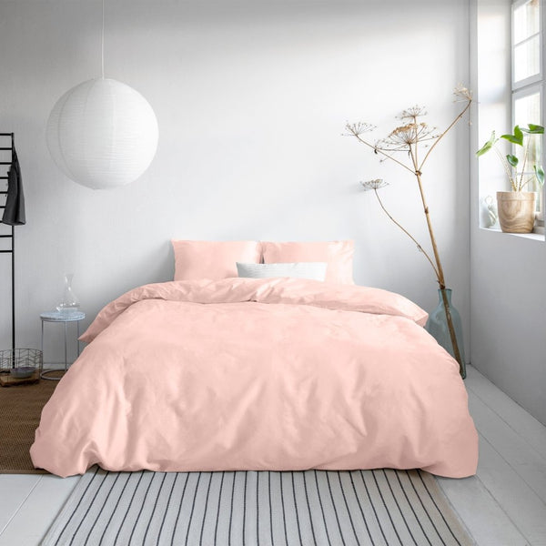 100% Cotton Sateen Duvet Cover Set Solid Satin | Pink | Single - 135cm (W) x 200cm (L) - The Bedding & Blankets Store