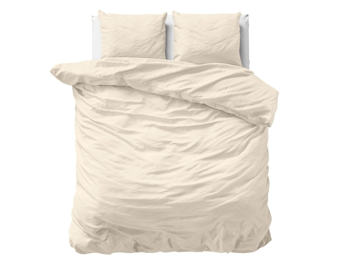 100% Cotton Sateen Duvet Cover Set Solid Satin | Sand | Double XL - 200cm (W) x 200/260cm (L) - The Bedding & Blankets Store