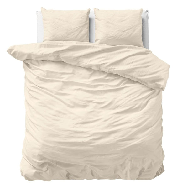 100% Cotton Sateen Duvet Cover Set Solid Satin | Sand | Double XL - 200cm (W) x 200/260cm (L) - The Bedding & Blankets Store