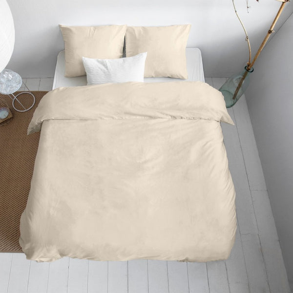 100% Cotton Sateen Duvet Cover Set Solid Satin | Sand | Double XL - 200cm (W) x 200/260cm (L) - The Bedding & Blankets Store