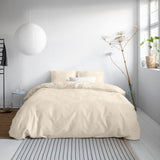 100% Cotton Sateen Duvet Cover Set Solid Satin | Sand | Double XL - 200cm (W) x 200/260cm (L) - The Bedding & Blankets Store