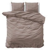 100% Cotton Sateen Duvet Cover Set Solid Satin | Taupe | Double - 200cm (W) x 220cm (L) - The Bedding & Blankets Store