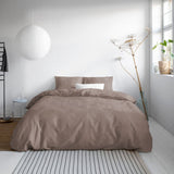 100% Cotton Sateen Duvet Cover Set Solid Satin | Taupe | Single - 135cm (W) x 200cm (L) - The Bedding & Blankets Store