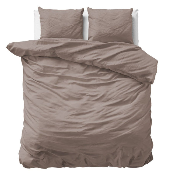 100% Cotton Sateen Duvet Cover Set Solid Satin | Taupe | Single - 135cm (W) x 200cm (L) - The Bedding & Blankets Store