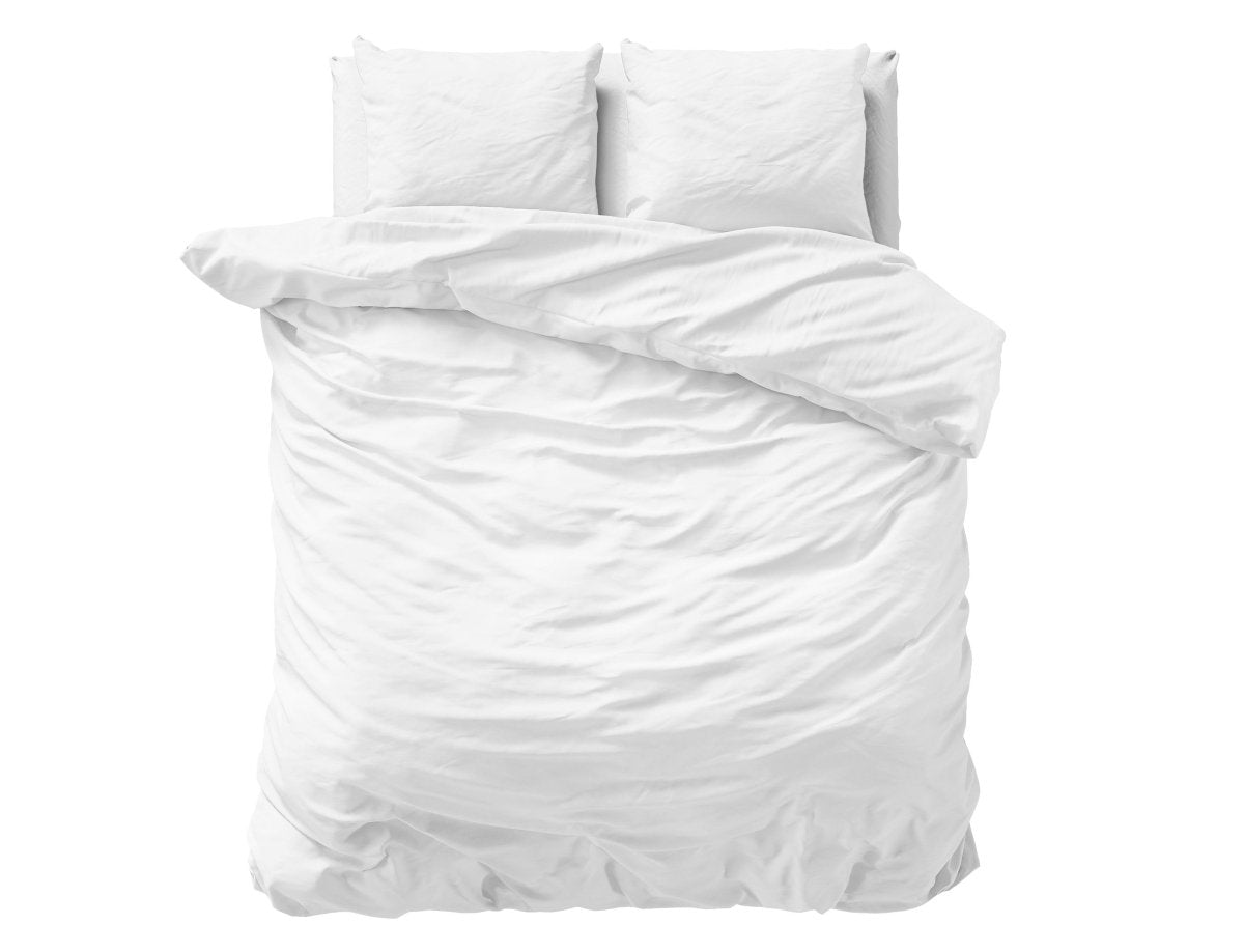 100% Cotton Sateen Duvet Cover Set Solid Satin | White | Double - 200cm (W) x 220cm (L) - The Bedding & Blankets Store