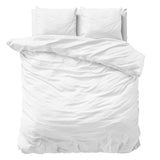 100% Cotton Sateen Duvet Cover Set Solid Satin | White | Double - 200cm (W) x 220cm (L) - The Bedding & Blankets Store