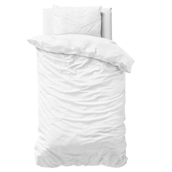 100% Cotton Sateen Duvet Cover Set Solid Satin | White | Single - 135cm (W) x 200cm (L) - The Bedding & Blankets Store