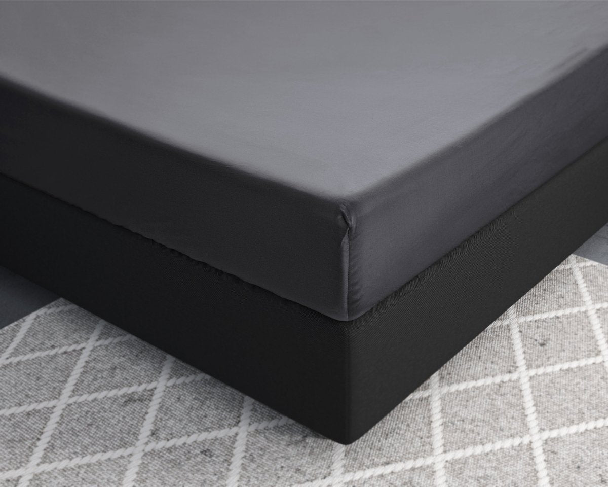 100% Cotton Satin Fitted Sheet | Anthracite Grey | Single Narrow (EU) 70 x 200cm (L) x 30cm (D) - The Bedding & Blankets Store
