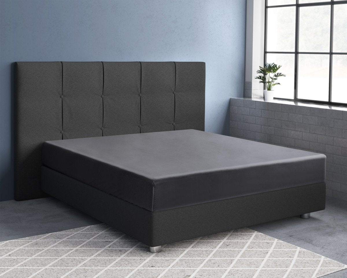 100% Cotton Satin Fitted Sheet | Anthracite Grey | Single Narrow (EU) 70 x 200cm (L) x 30cm (D) - The Bedding & Blankets Store