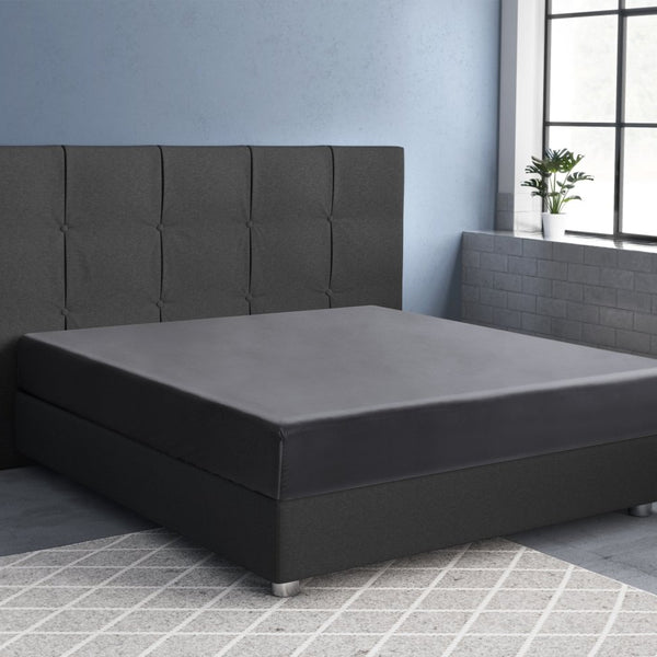 100% Cotton Satin Fitted Sheet | Anthracite Grey | Single Narrow (EU) 70 x 200cm (L) x 30cm (D) - The Bedding & Blankets Store
