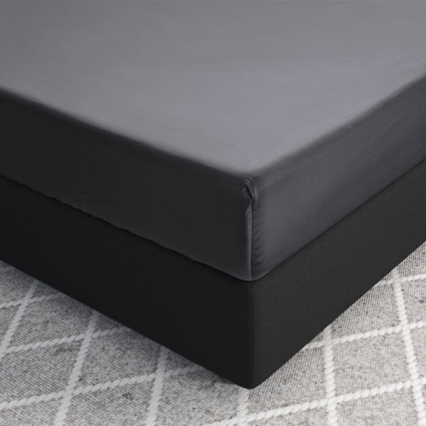 100% Cotton Satin Fitted Sheet | Anthracite Grey | Single Narrow (EU) 70 x 200cm (L) x 30cm (D) - The Bedding & Blankets Store