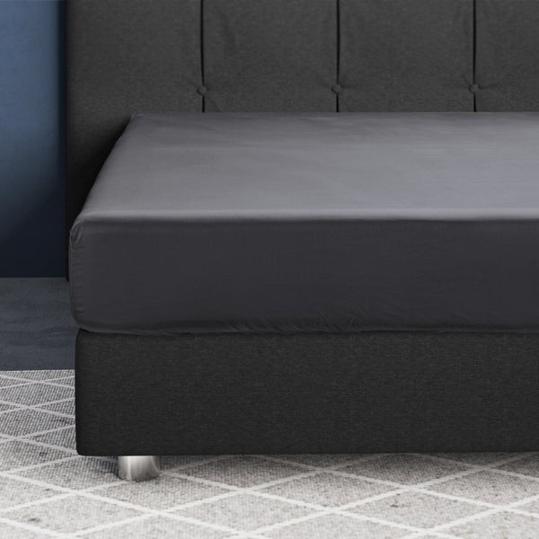 100% Cotton Satin Fitted Sheet | Anthracite Grey | Single Narrow (EU) 70 x 200cm (L) x 30cm (D) - The Bedding & Blankets Store