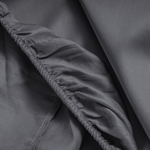 100% Cotton Satin Fitted Sheet | Anthracite Grey | Single Narrow (EU) 70 x 200cm (L) x 30cm (D) - The Bedding & Blankets Store