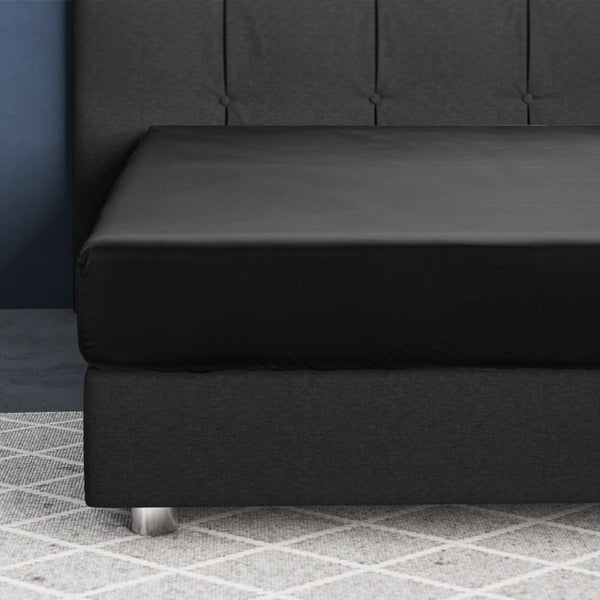 100% Cotton Satin Fitted Sheet | Black | Single Narrow (EU) 70 x 200cm (L) x 30cm (D) - The Bedding & Blankets Store
