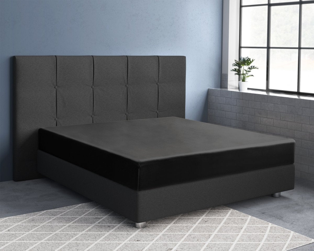 100% Cotton Satin Fitted Sheet | Black | Single Narrow (EU) 70 x 200cm (L) x 30cm (D) - The Bedding & Blankets Store