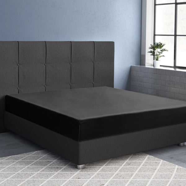 100% Cotton Satin Fitted Sheet | Black | Single Narrow (EU) 70 x 200cm (L) x 30cm (D) - The Bedding & Blankets Store