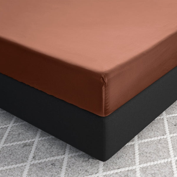 100% Cotton Satin Fitted Sheet | Brown | Single Narrow (EU) 70 x 200cm (L) x 30cm (D) - The Bedding & Blankets Store