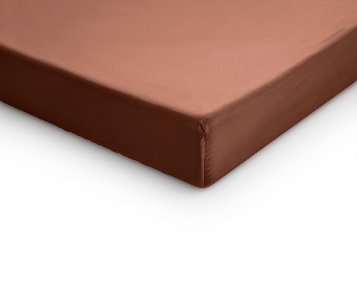 100% Cotton Satin Fitted Sheet | Brown | Single Narrow (EU) 70 x 200cm (L) x 30cm (D) - The Bedding & Blankets Store