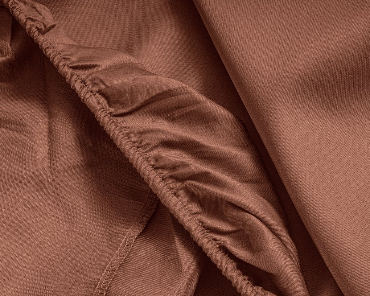 100% Cotton Satin Fitted Sheet | Brown | Single Narrow (EU) 70 x 200cm (L) x 30cm (D) - The Bedding & Blankets Store