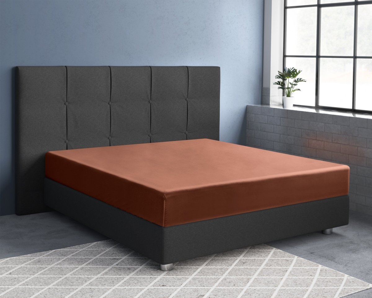 100% Cotton Satin Fitted Sheet | Brown | Single Narrow (EU) 70 x 200cm (L) x 30cm (D) - The Bedding & Blankets Store