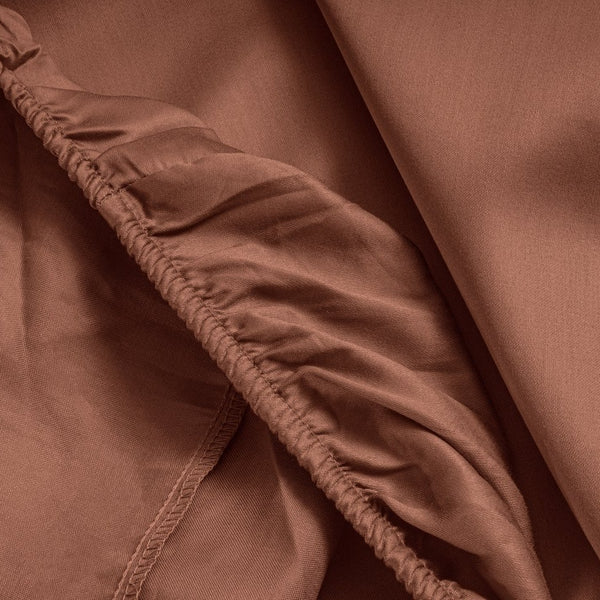 100% Cotton Satin Fitted Sheet | Brown | Single Narrow (EU) 70 x 200cm (L) x 30cm (D) - The Bedding & Blankets Store