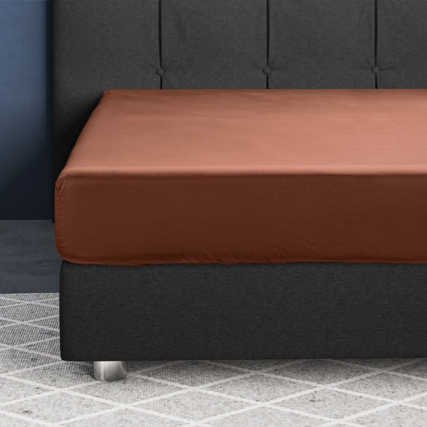 100% Cotton Satin Fitted Sheet | Brown | Single Narrow (EU) 70 x 200cm (L) x 30cm (D) - The Bedding & Blankets Store