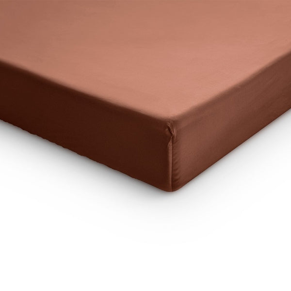 100% Cotton Satin Fitted Sheet | Brown | Single Narrow (EU) 70 x 200cm (L) x 30cm (D) - The Bedding & Blankets Store