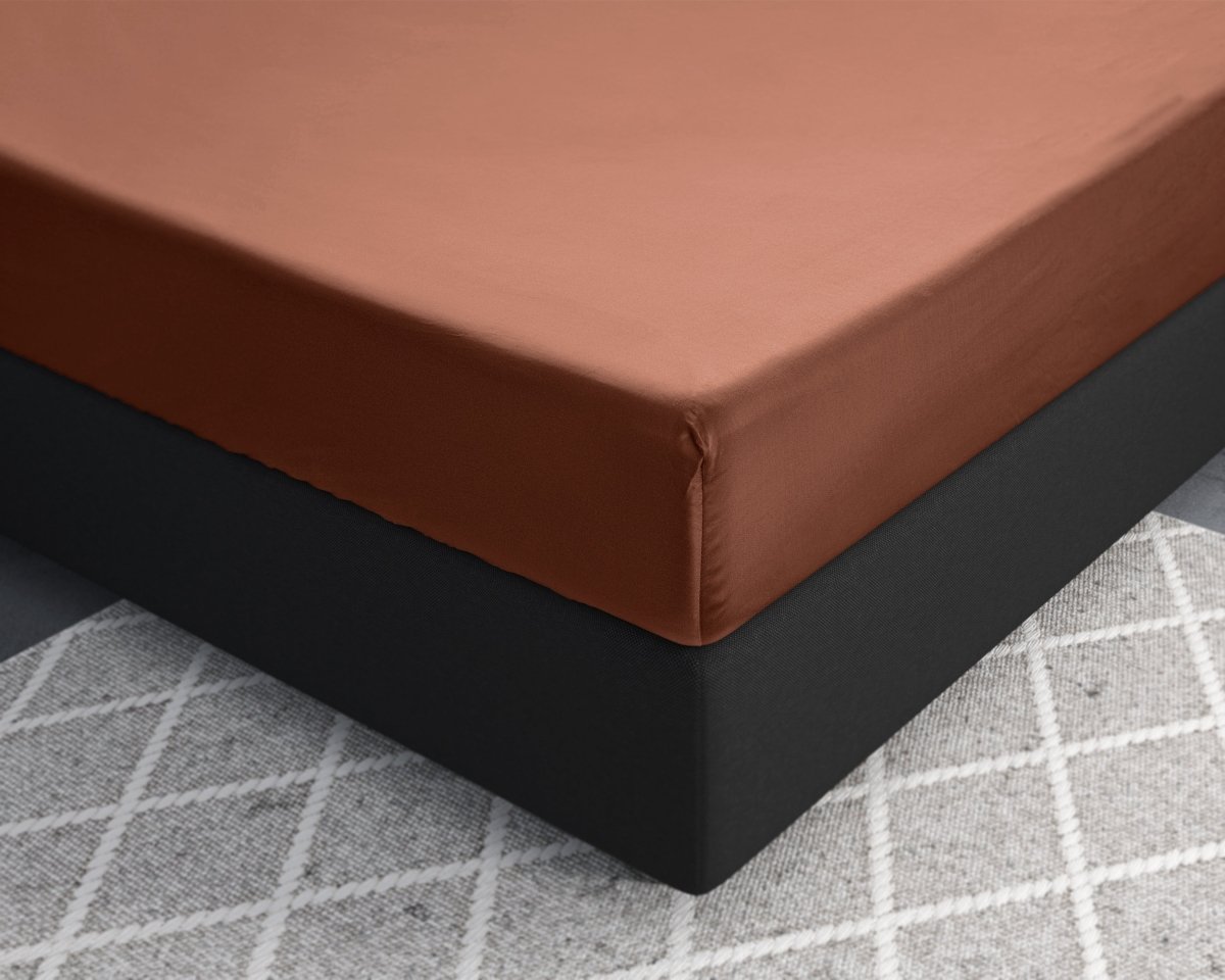 100% Cotton Satin Fitted Sheet | Brown | Single Narrow (EU) 70 x 200cm (L) x 30cm (D) - The Bedding & Blankets Store