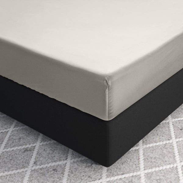 100% Cotton Satin Fitted Sheet | Cream | Single Narrow (EU) 70 x 200cm (L) x 30cm (D) - The Bedding & Blankets Store