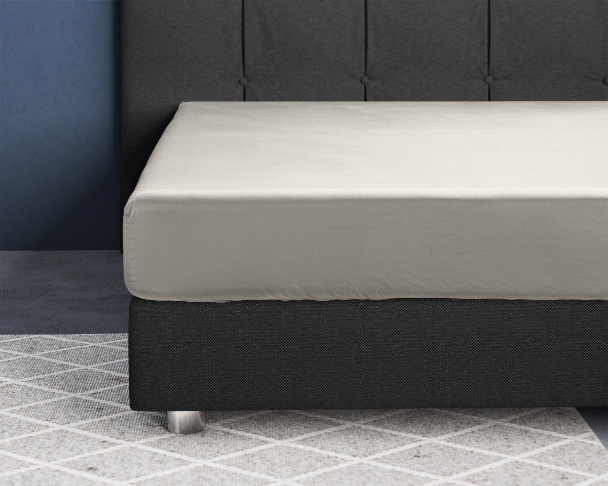 100% Cotton Satin Fitted Sheet | Cream | Single Narrow (EU) 70 x 200cm (L) x 30cm (D) - The Bedding & Blankets Store
