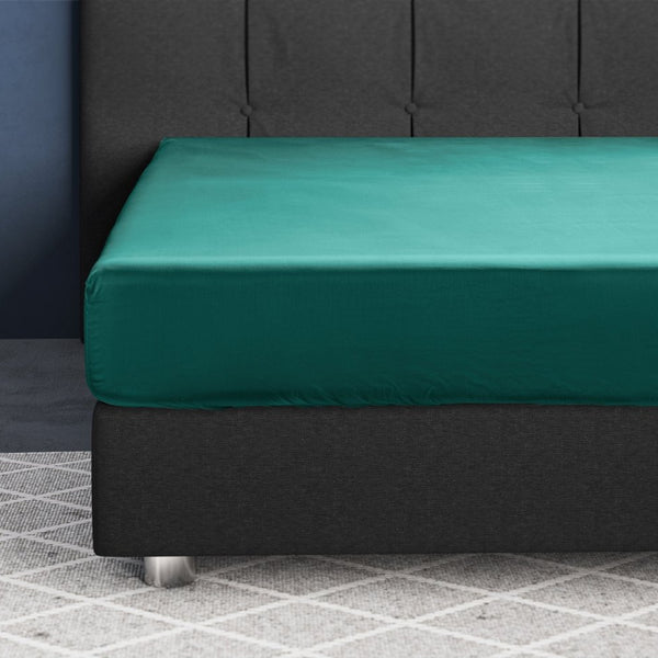 100% Cotton Satin Fitted Sheet | Dark Green | Single Narrow (EU) 70 x 200cm (L) x 30cm (D) - The Bedding & Blankets Store