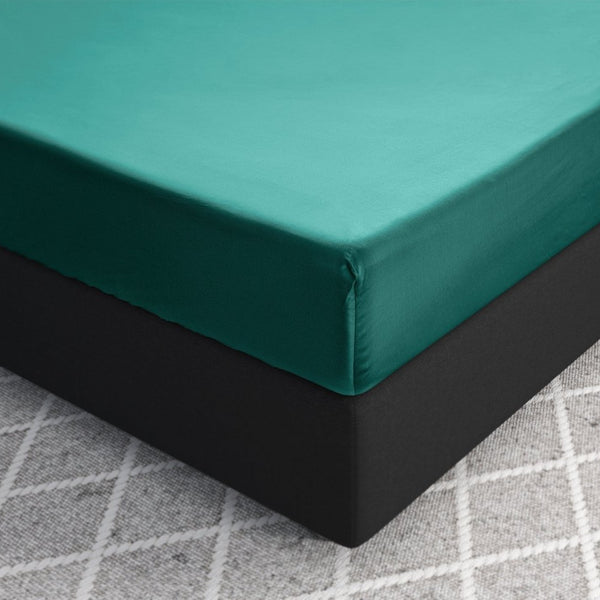 100% Cotton Satin Fitted Sheet | Dark Green | Single Narrow (EU) 70 x 200cm (L) x 30cm (D) - The Bedding & Blankets Store