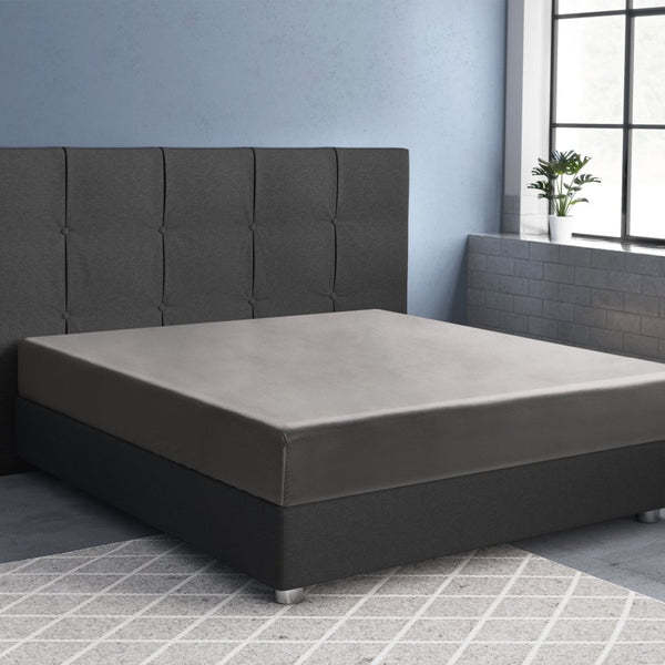 100% Cotton Satin Fitted Sheet | Grey | Single Narrow (EU) 70 x 200cm (L) x 30cm (D) - The Bedding & Blankets Store
