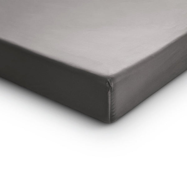 100% Cotton Satin Fitted Sheet | Grey | Single Narrow (EU) 70 x 200cm (L) x 30cm (D) - The Bedding & Blankets Store