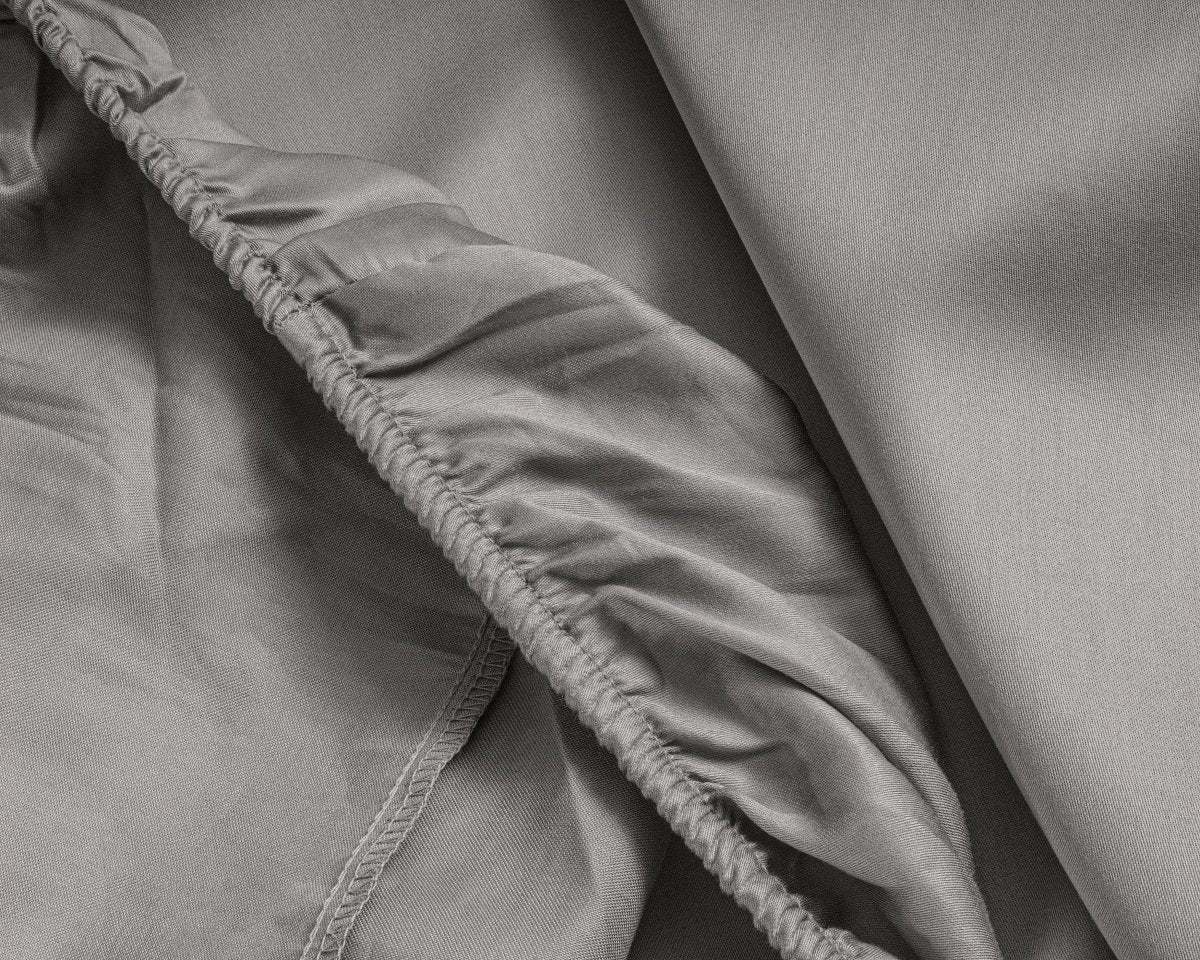 100% Cotton Satin Fitted Sheet | Grey | Single Narrow (EU) 70 x 200cm (L) x 30cm (D) - The Bedding & Blankets Store