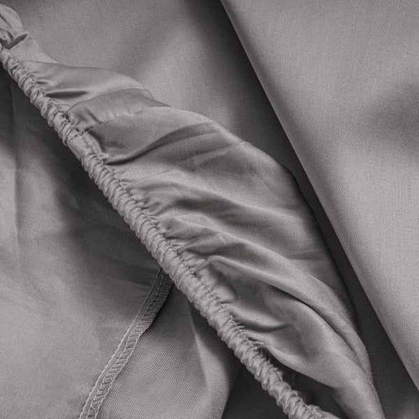 100% Cotton Satin Fitted Sheet | Grey | Single Narrow (EU) 70 x 200cm (L) x 30cm (D) - The Bedding & Blankets Store