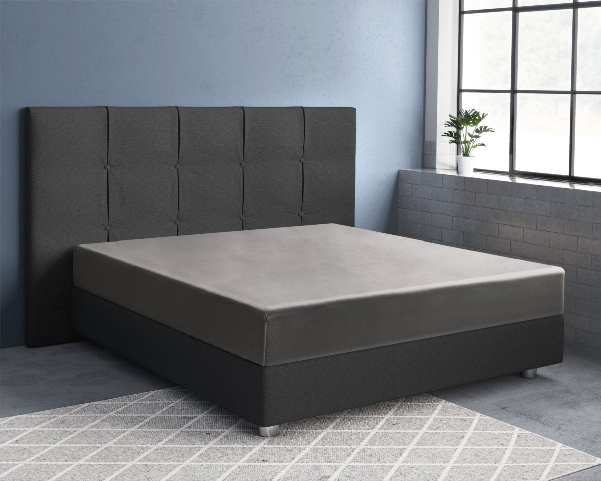 100% Cotton Satin Fitted Sheet | Grey | Single Narrow (EU) 70 x 200cm (L) x 30cm (D) - The Bedding & Blankets Store
