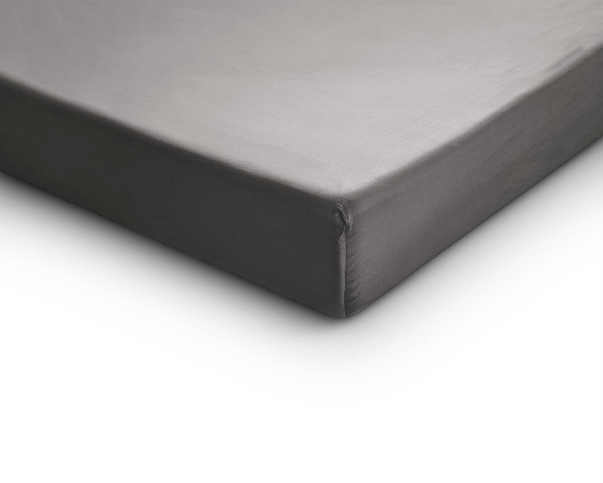 100% Cotton Satin Fitted Sheet | Grey | Single Narrow (EU) 70 x 200cm (L) x 30cm (D) - The Bedding & Blankets Store