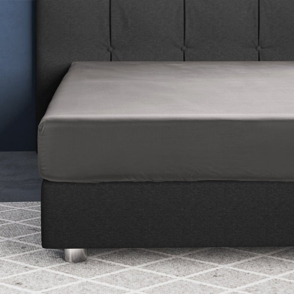 100% Cotton Satin Fitted Sheet | Grey | Single Narrow (EU) 70 x 200cm (L) x 30cm (D) - The Bedding & Blankets Store