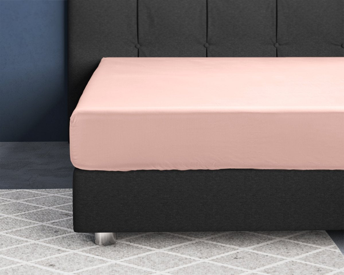 100% Cotton Satin Fitted Sheet | Pink | Single Narrow (EU) 70 x 200cm (L) x 30cm (D) - The Bedding & Blankets Store