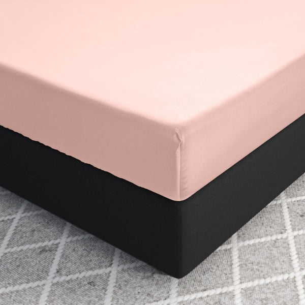 100% Cotton Satin Fitted Sheet | Pink | Single Narrow (EU) 70 x 200cm (L) x 30cm (D) - The Bedding & Blankets Store