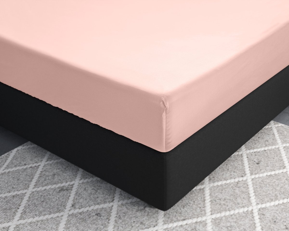 100% Cotton Satin Fitted Sheet | Pink | Single Narrow (EU) 70 x 200cm (L) x 30cm (D) - The Bedding & Blankets Store