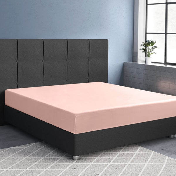 100% Cotton Satin Fitted Sheet | Pink | Single Narrow (EU) 70 x 200cm (L) x 30cm (D) - The Bedding & Blankets Store