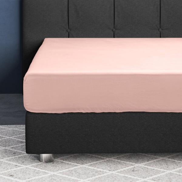 100% Cotton Satin Fitted Sheet | Pink | Single Narrow (EU) 70 x 200cm (L) x 30cm (D) - The Bedding & Blankets Store