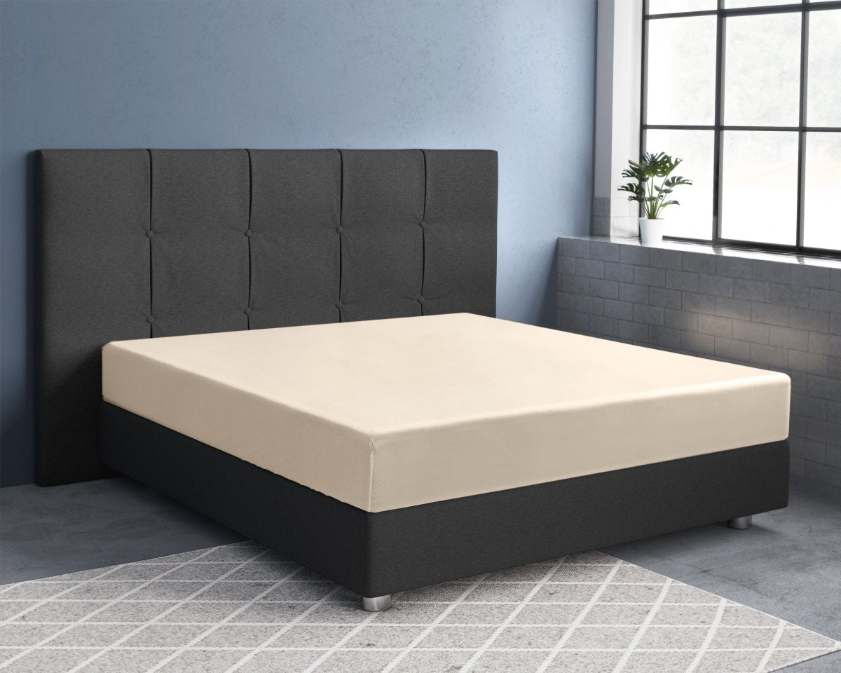 100% Cotton Satin Fitted Sheet | Sand | Single Narrow (EU) 70 x 200cm (L) x 30cm (D) - The Bedding & Blankets Store